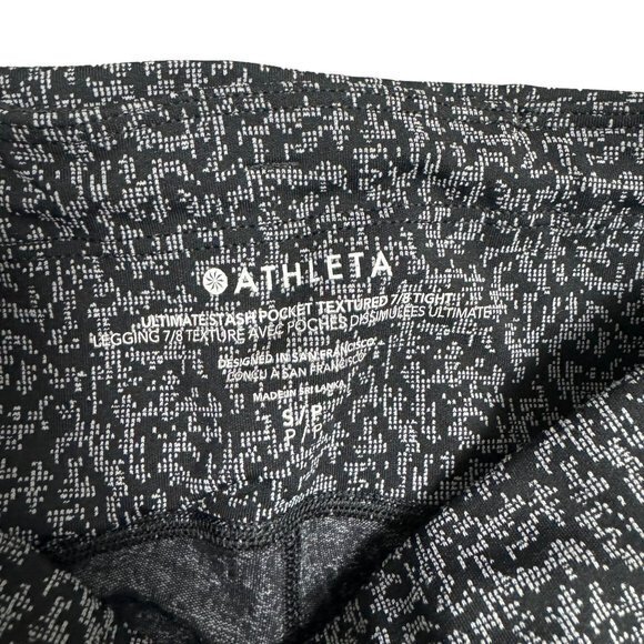 Athleta Women's Small Black Ultimate Stash Pocket Textured 7/8 Tight Leggings - Picture 4 of 9
